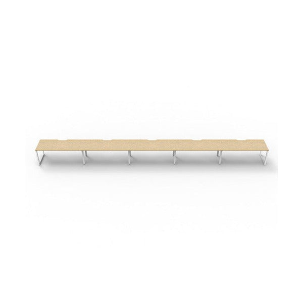 Rapidline Deluxe Infinity Single Sided 5 Person Workstation Loop Leg 1500 x 750mm Natural Oak / White Satin