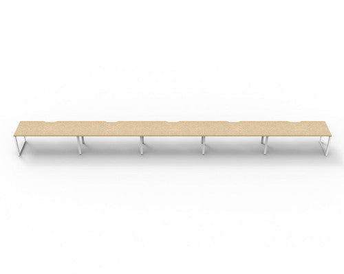 Rapidline Deluxe Infinity Single Sided 5 Person Workstation Loop Leg 1500 x 750mm Natural Oak / White Satin