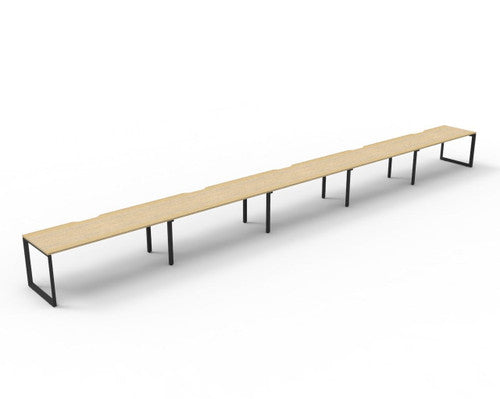Rapidline Deluxe Infinity Single Sided 5 Person Workstation Loop Leg 1800 x 750mm Natural Oak / Black Satin