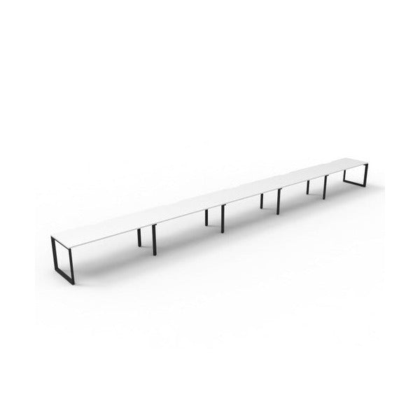 Rapidline Deluxe Infinity single sided loop leg pod of 5 with Natural White tops, Black Satin base, angled three-quarter view on a white background