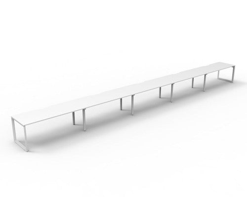 Rapidline Deluxe Infinity Single Sided 5 Person Workstation Loop Leg 1800 x 750mm Natural White / White Satin