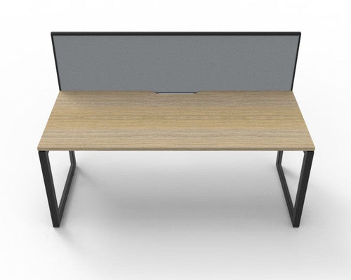 Rapidline Deluxe Infinity Single Sided Workstation Loop Leg 1200 x 750mm with Screen Natural Oak / Black Satin