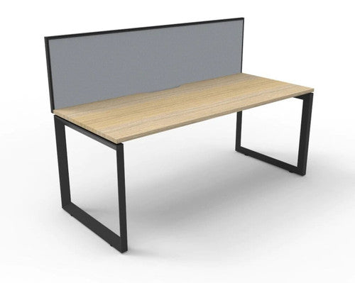 Rapidline Deluxe Infinity Single Sided Workstation Loop Leg 1200 x 750mm with Screen Natural Oak / Black Satin