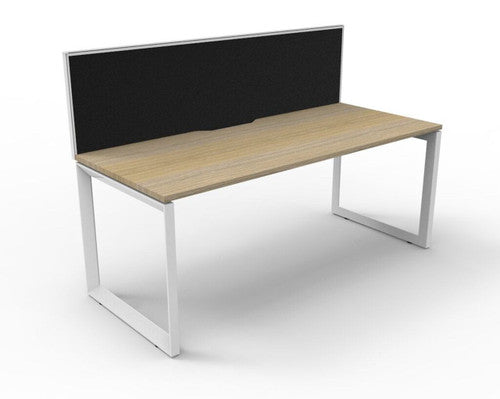 Rapidline Deluxe Infinity Single Sided Workstation Loop Leg 1500 x 750mm with Screen Natural Oak / White Satin
