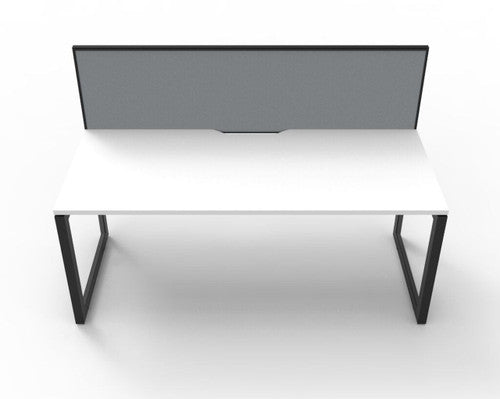 Rapidline Deluxe Infinity Single Sided Workstation Loop Leg 1800 x 750mm with Screen Natural White / Black Satin