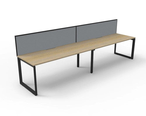Rapidline Deluxe Infinity Single Sided 2 Person Workstation Loop Leg 1200 x 750mm with Screen Natural Oak / Black Satin