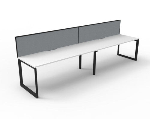 Rapidline Deluxe Infinity Single Sided 2 Person Workstation Loop Leg 1200 x 750mm with Screen Natural White / Black Satin