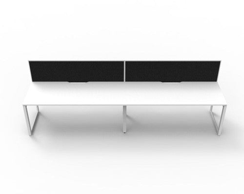 Rapidline Deluxe Infinity Single Sided 2 Person Workstation Loop Leg 1200 x 750mm with Screen Natural White / White Satin