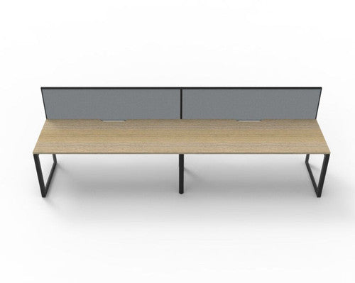 Rapidline Deluxe Infinity Single Sided 2 Person Workstation Loop Leg 1800 x 750mm with Screen Natural Oak / Black Satin