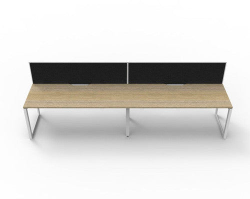 Rapidline Deluxe Infinity Single Sided 2 Person Workstation Loop Leg 1800 x 750mm with Screen Natural Oak / White Satin