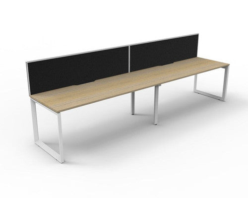Rapidline Deluxe Infinity Single Sided 2 Person Workstation Loop Leg 1800 x 750mm with Screen Natural Oak / White Satin