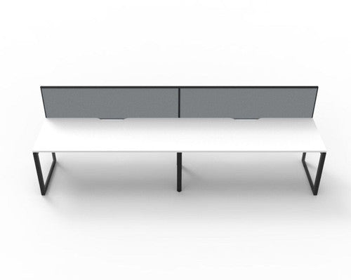Rapidline Deluxe Infinity Single Sided 2 Person Workstation Loop Leg 1800 x 750mm with Screen Natural White / Black Satin