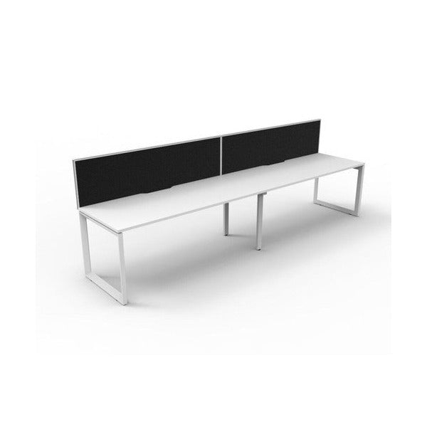 Rapidline Deluxe Infinity Single Sided 2 Person Workstation Loop Leg 1800 x 750mm with Screen Natural White / White Satin