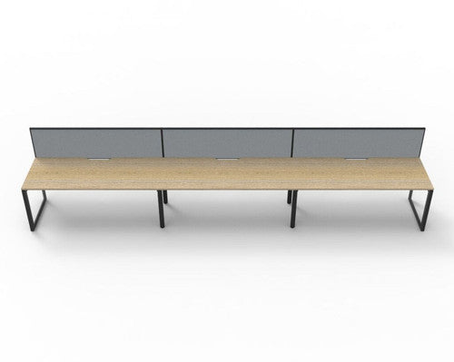 Rapidline Deluxe Infinity Single Sided 3 Person Workstation Loop Leg 1200 x 750mm with Screen Natural Oak / Black Satin