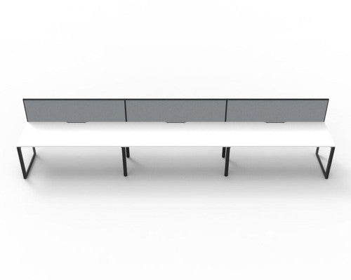 Rapidline Deluxe Infinity Single Sided 3 Person Workstation Loop Leg 1200 x 750mm with Screen Natural White / Black Satin