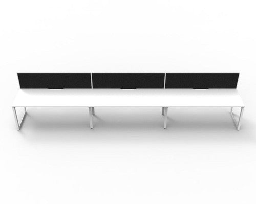Rapidline Deluxe Infinity Single Sided 3 Person Workstation Loop Leg 1200 x 750mm with Screen Natural White / White Satin