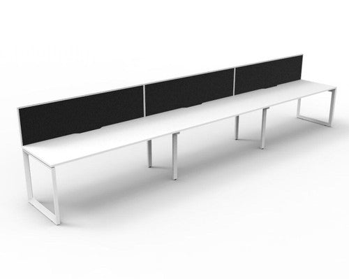 Rapidline Deluxe Infinity Single Sided 3 Person Workstation Loop Leg 1200 x 750mm with Screen Natural White / White Satin