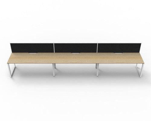 Rapidline Deluxe Infinity Single Sided 3 Person Workstation Loop Leg 1500 x 750mm with Screen Natural Oak / White Satin