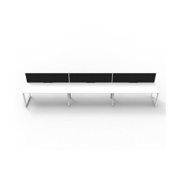Rapidline Deluxe Infinity Single Sided 3 Person Workstation Loop Leg 1500 x 750mm with Screen Natural White / White Satin