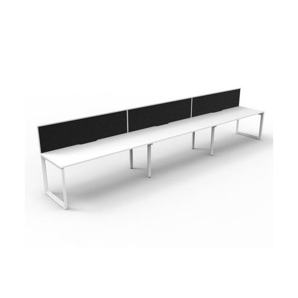 Rapidline Deluxe Infinity Single Sided 3 Person Workstation Loop Leg 1500 x 750mm with Screen Natural White / White Satin