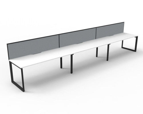 Rapidline Deluxe Infinity Single Sided 3 Person Workstation Loop Leg 1800 x 750mm with Screen Natural White / Black Satin