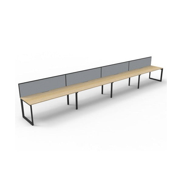 Rapidline Deluxe Infinity Single Sided 4 Person Workstation Loop Leg 1200 x 750mm with Screen Natural Oak / Black Satin
