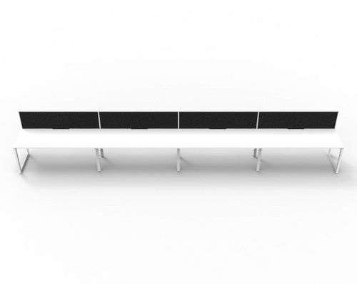 Rapidline Deluxe Infinity Single Sided 4 Person Workstation Loop Leg 1200 x 750mm with Screen Natural White / White Satin