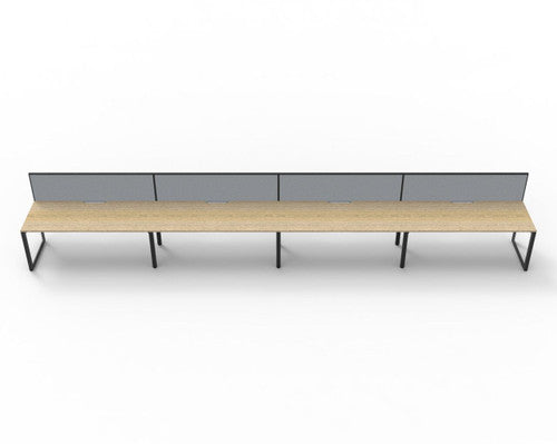 Rapidline Deluxe Infinity Single Sided 4 Person Workstation Loop Leg 1500 x 750mm with Screen Natural Oak / Black Satin