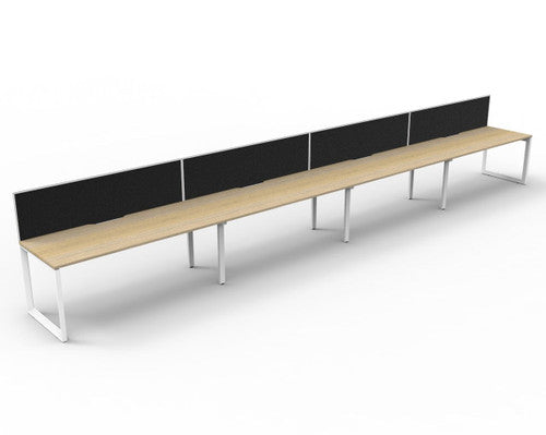 Rapidline Deluxe Infinity Single Sided 4 Person Workstation Loop Leg 1500 x 750mm with Screen Natural Oak / White Satin