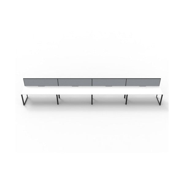 Rapidline Deluxe Infinity Single Sided 4 Person Workstation Loop Leg 1500 x 750mm with Screen Natural White / Black Satin