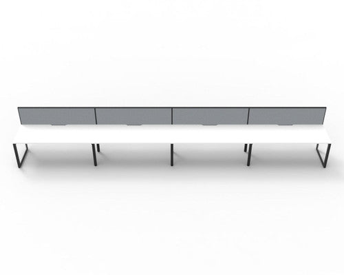 Rapidline Deluxe Infinity Single Sided 4 Person Workstation Loop Leg 1500 x 750mm with Screen Natural White / Black Satin