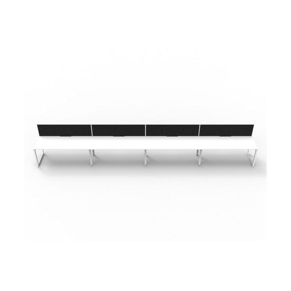 Rapidline Deluxe Infinity Single Sided 4 Person Workstation Loop Leg 1500 x 750mm with Screen Natural White / White Satin