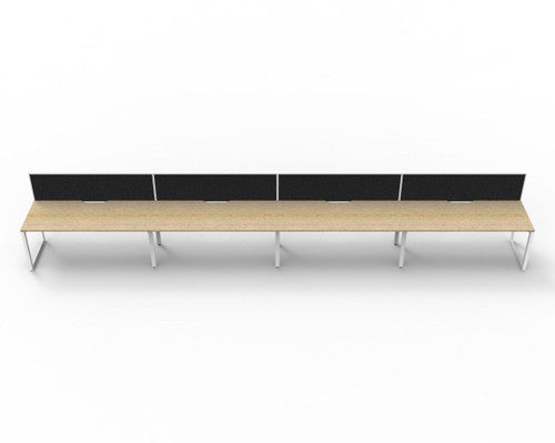 Rapidline Deluxe Infinity Single Sided 4 Person Workstation Loop Leg 1800 x 750mm with Screen Natural Oak / White Satin
