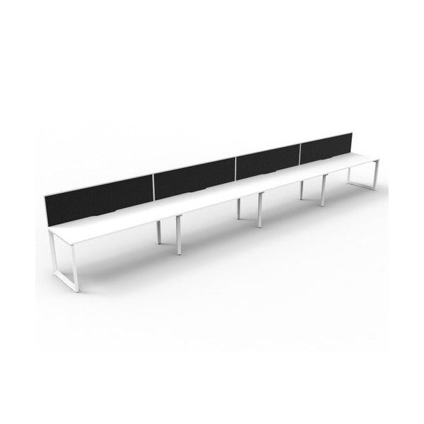 Rapidline Deluxe 4 Person Single Sided Workstation 1875mm Natural White Top with White Screen