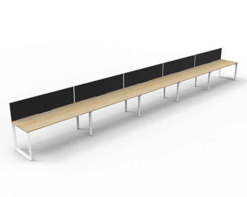 Rapidline Deluxe Infinity Single Sided 5 Person Workstation Loop Leg 1200 x 750mm with Screen Natural Oak / White Satin