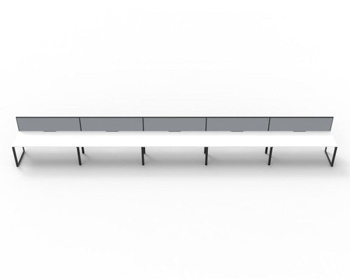 Rapidline Deluxe Infinity Single Sided 5 Person Workstation Loop Leg 1200 x 750mm with Screen Natural White / Black Satin
