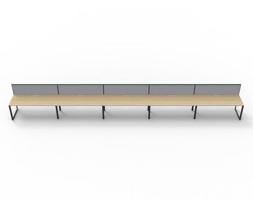 Rapidline Deluxe Infinity Single Sided 5 Person Workstation Loop Leg 1500 x 750mm with Screen Natural Oak / Black Satin
