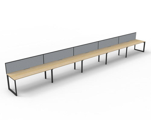 Rapidline Deluxe Infinity Single Sided 5 Person Workstation Loop Leg 1500 x 750mm with Screen Natural Oak / Black Satin