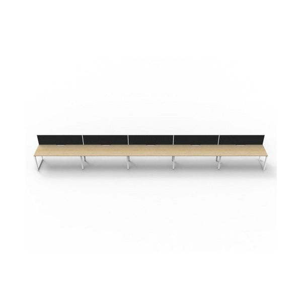 Rapidline Deluxe Infinity Single Sided 5 Person Workstation Loop Leg 1500 x 750mm with Screen Natural Oak / White Satin