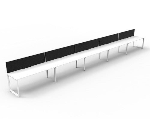 Rapidline Deluxe Infinity Single Sided 5 Person Workstation Loop Leg 1500 x 750mm with Screen Natural White / White Satin