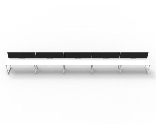 Rapidline Deluxe Infinity Single Sided 5 Person Workstation Loop Leg 1800 x 750mm with Screen Natural White / White Satin