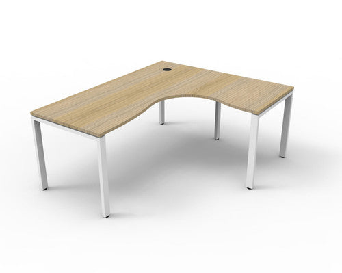 Rapidline Deluxe Infinity Corner Workstation 1800 x 1500 x 750mm Natural Oak / White Satin
