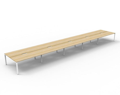 Rapidline Deluxe Infinity Back to Back 10 Person Workstation Profile Leg 1800 x 750mm Natural Oak / White Satin