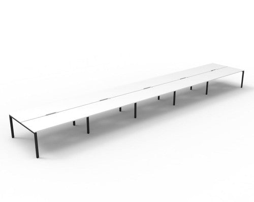 Rapidline Deluxe Infinity Back to Back 10 Person Workstation Profile Leg 1800 x 750mm Natural White / Black Satin