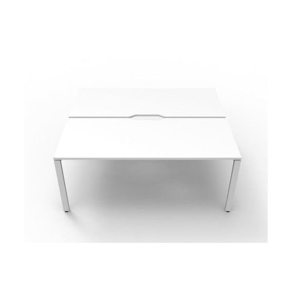 Rapidline Deluxe Infinity Back to Back 2 Person Workstation Profile Leg 1200 x 750mm Natural White / White Satin