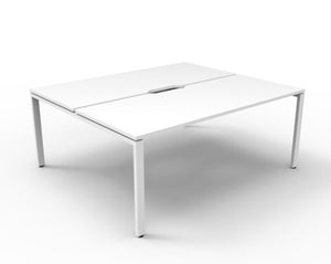 Rapidline Deluxe Infinity Back to Back 2 Person Workstation Profile Leg 1200 x 750mm Natural White / White Satin