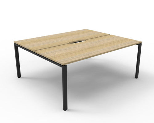 Rapidline Deluxe Infinity Back to Back 2 Person Workstation Profile Leg 1500 x 750mm Natural Oak / Black Satin