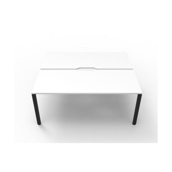 Rapidline Deluxe Infinity Back to Back 2 Person Workstation Profile Leg 1500 x 750mm Natural White / Black Satin