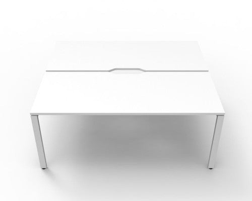 Rapidline Deluxe Infinity Back to Back 2 Person Workstation Profile Leg 1500 x 750mm Natural White / White Satin