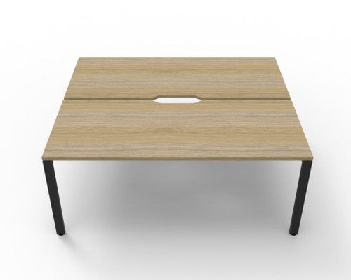 Rapidline Deluxe Infinity Back to Back 2 Person Workstation Profile Leg 1800 x 750mm Natural Oak / Black Satin